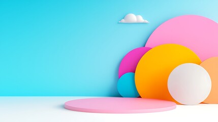 Colorful Pastel Circles Abstract 3d Render Background