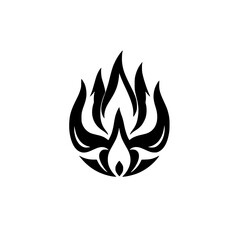 Abstract Tribal Flame Design: Black and White Vector Graphic, Perfect for Logo, Icon, or Tattoo