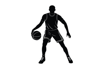 Naklejka premium basketball player silhouette on white background