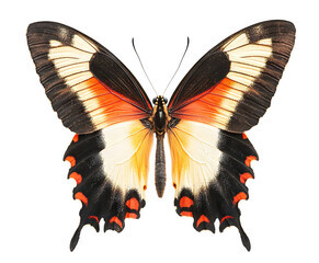 Fototapeta premium Vibrant butterfly with colorful wings in vivid detail, isolated on transparent cutout background 