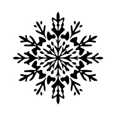 Black and White Snowflake Design: Geometric Winter Pattern, Holiday Symbol, Nature Inspired Crystal Illustration
