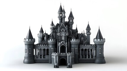 Obraz premium Beautiful and magnificent 3D cartoon palace, on a white background, generative AI