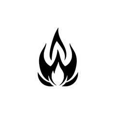 Abstract Fire Flame Logo Design: Black and White Minimalist Vector Graphic