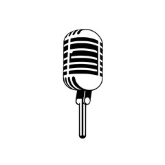 Fototapeta premium Vintage Microphone: Retro Music Recording Podcast Studio Design Icon