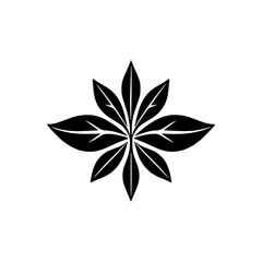 Elegant Black and White Floral Leaf Design: Minimalist Botanical Logo, Nature-Inspired Symbol, Simple Plant Illustration