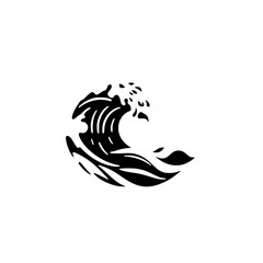 Monochrome Wave: Abstract Ocean Illustration.  A minimalist black and white graphic design symbolizing nature's power and fluidity. Perfect for prints, logos, and more.