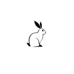 Elegant Minimalist Rabbit Illustration: Black and White Hare Silhouette Design