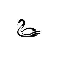 Elegant Swan: Graceful Waterbird in Minimalist Black and White Vector Art. Perfect for nature, wildlife, and logo designs.
