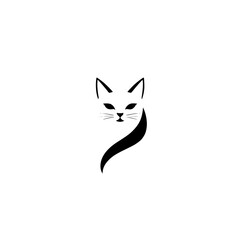 Elegant Minimalist Cat Design: Black and White Feline Silhouette, Perfect for Logo or Graphic