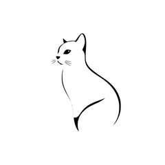 Elegant Minimalist Cat Line Art: A Simple and Cute Vector Graphic Design