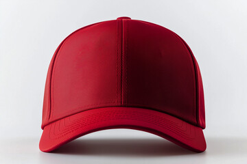 Red Baseball Cap on White Background. A classic red baseball cap isolated on a white background. Perfect for branding, fashion, sports, and merchandise mockups. Simple and stylish headwear design.