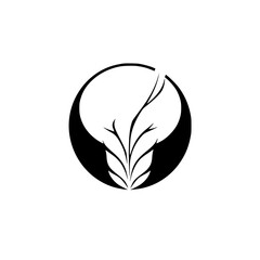 Elegant Plant Logo: Minimalist Black and White Floral Circle Design. Perfect for botanical, nature, or eco-friendly brands.