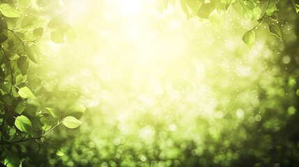 Fototapeta premium Sunlit Green Leaves and Sparkling Background