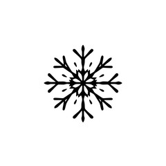Fototapeta premium Elegant Black Snowflake Design: Winter Holiday Symbol, Nature Crystal, Frozen Ice Pattern, Graphic Illustration