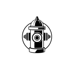 Fire Hydrant: Urban Safety and Emergency Icon. Black and white vector illustration of a classic fire hydrant, symbolizing city infrastructure, firefighting, and emergency response.