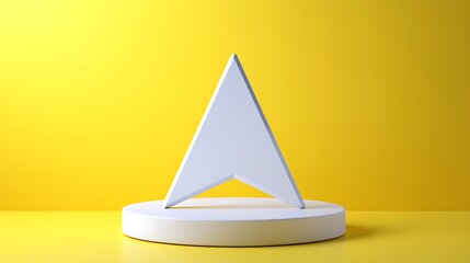 White Cursor Arrow On Yellow Background Minimal 3d Render