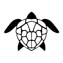 Obraz premium Sea Turtle Shell: Black and White Ocean Animal Vector Graphic