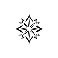 Geometric Star Mandala: Black and White Abstract Design. Perfect for print, web, and tattoo designs. Simple, elegant, and modern graphic resource.
