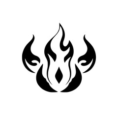 Fiery Tribal Flame: Abstract Black and White Graphic Design