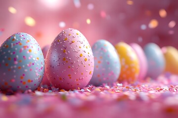 Brightly colored Easter 3D eggs.