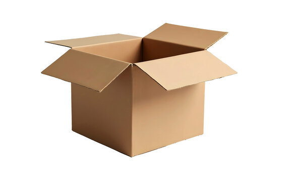 Caja de cart&oacute;n para env&iacute;os abierta. Imagen aislada