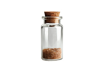 Small Glass Spice Bottle With Cork on a White Background Perfect for Kitchen Decor and Storage