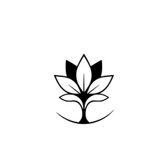 Elegant Lotus Flower and Tree: Nature Inspired Minimalist Design, Black and White Botanical Illustration, Perfect for Logos and Decor