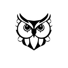 Stylized Owl Vector Illustration: Black and White Bird Design, Perfect for Logos and Graphic Projects