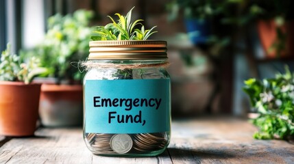 Emergency Fund Savings Jar with Plants