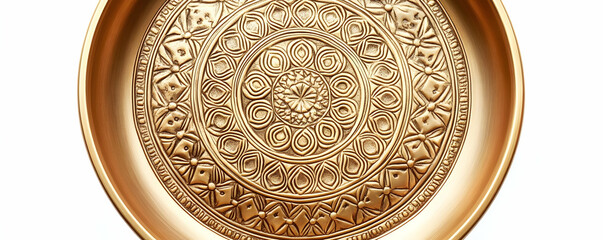 Ornate gold tray, studio shot, white background, serving