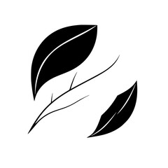 Monochrome Botanical Illustration: Elegant Black and White Leaves Design.  Simple, Minimalist Nature Graphic for Print or Web.