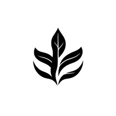 Elegant Black and White Plant Leaves Logo Design. Minimalist Botanical Symbol, Perfect for Nature-Inspired Brands and Businesses.