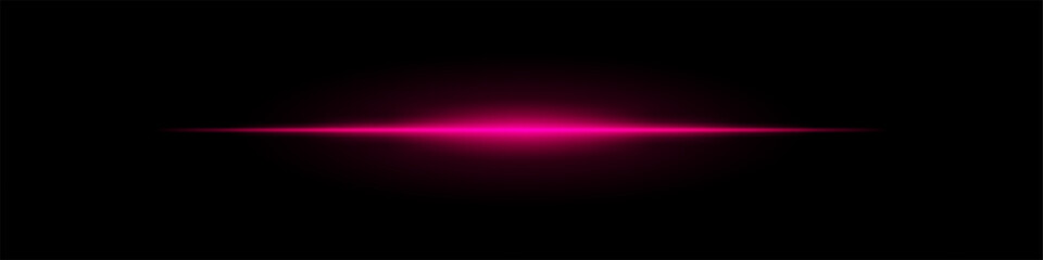 Horizontal light flare with warm glow on a black background. Pink energy beam with smooth gradient effect, cinematic lens reflection, futuristic shine.
