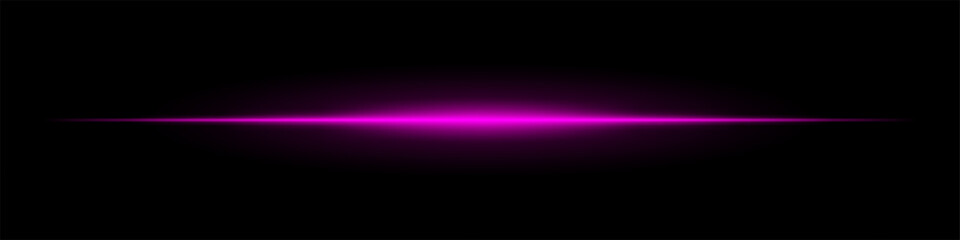 Horizontal light flare with warm glow on a black background. Pink energy beam with smooth gradient effect, cinematic lens reflection, futuristic shine.