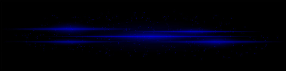 Realistic blue light streaks with glowing particles on a black background. Futuristic energy beams, digital effect, neon glow, sci-fi motion blur.
