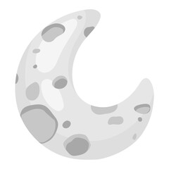 Cartoon vector moon isolated on white background. Moon vector png. Month in cartoon flat style.