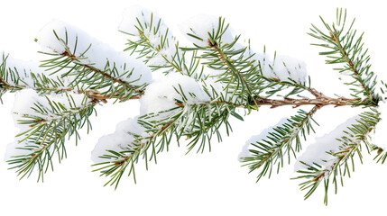 Obraz premium Snow-covered Pine Tree Branch Creates a Serene Winter Aesthetic Perfect for Festive Themes and Nature Projects