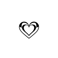 Elegant Black and White Heart Design: Minimalist Geometric Heart Symbol for Love and Romance
