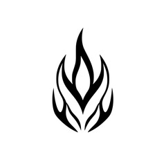Tribal Flame Tattoo Design: Black and White Vector Graphic