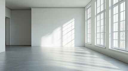 Obraz premium A minimalist photography studio with a single white backdrop and natural light. picture