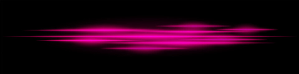 Realistic purple light streaks with motion blur on a black background. Futuristic energy beams, speed effect, neon glow, sci-fi cyber design.