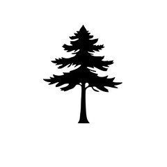 Majestic Evergreen: Black and White Pine Tree Silhouette Graphic