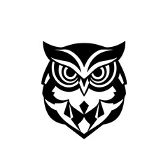 Geometric Owl: Black and White Bird Graphic Design, Vector Illustration, Logo, Symbol, Icon