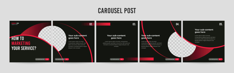Editable Instagram Carousel Post Layout Set, Social Media Marketing microblog template design, tips & tricks linkedin post template, eps 10.