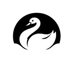 Elegant Swan Bird Logo: Black and White Vector Graphic Design. Perfect for nature, wildlife, and elegance-themed projects.