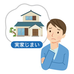 Fototapeta premium 実家の管理に悩む男性 家の相続について悩む男性