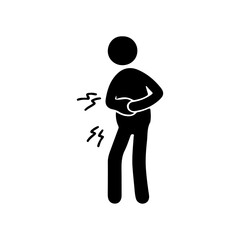 Pictogram hand on stomach ache icon silhouette vector illustration design on white background.