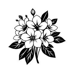 Stunning Black and White Floral Illustration: A Close-Up of Delicate Blossoms in Full Bloom. Perfect for Nature Lovers and Design Enthusiasts.