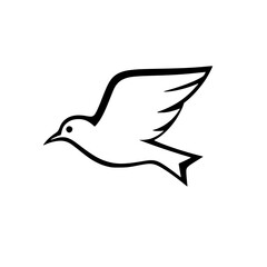 Elegant Dove in Flight: A Symbol of Peace and Freedom. Simple, minimalist vector graphic design, perfect for logo, icon, or spiritual art.