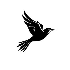 Majestic Bird in Flight: A Stunning Black and White Silhouette.  Perfect for nature lovers, art enthusiasts, and design projects. Download this elegant vector graphic today!